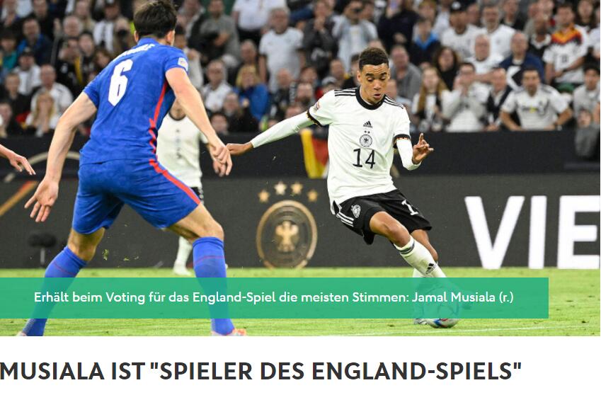 Germany official: 19-year-old Musiara named man of the match against England